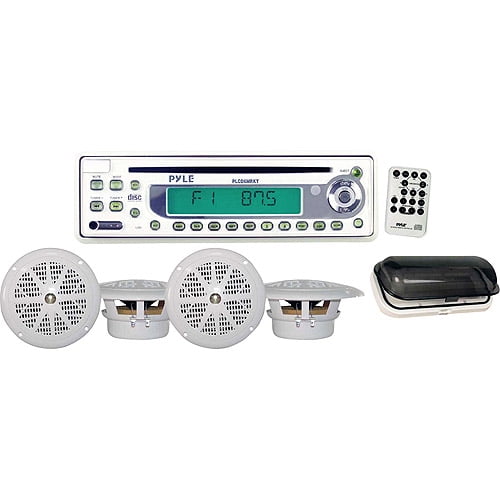 Pyle Marine AM/FM/CD Receiver 4" x 5.25" Speakers/Radio Cover, White