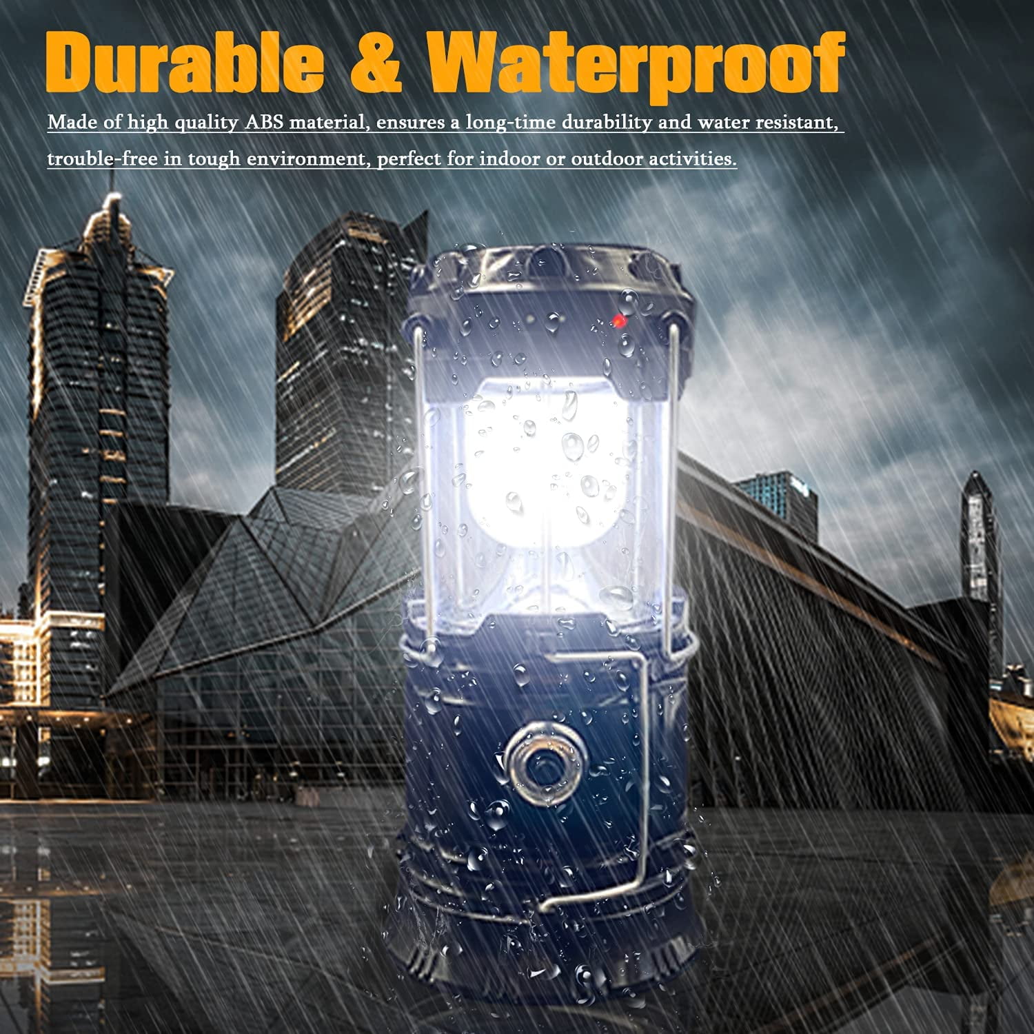 Collapsible Portable LED Camping Lantern Lightweight Waterproof Solar USB Rechargeable LED Flashlight Survival Kits 2-Pack