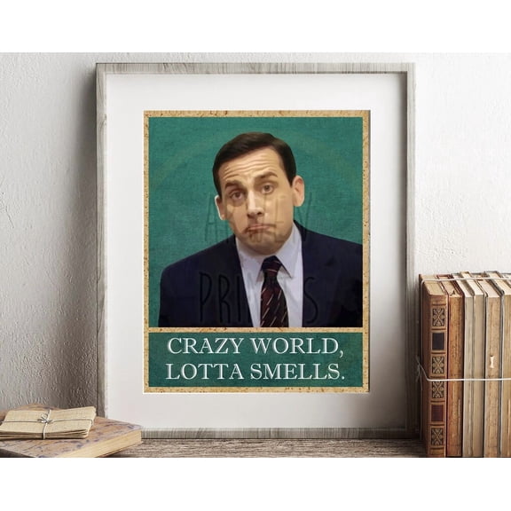 Kna Prints - 1 Pc Poster The Office Michael Scott Crazy World Lotta Smells Art Print, Fny Bathroom Print, Fny Bathroom Decor, The Office Bathroom Wall Art, UNFRAMED-8x12