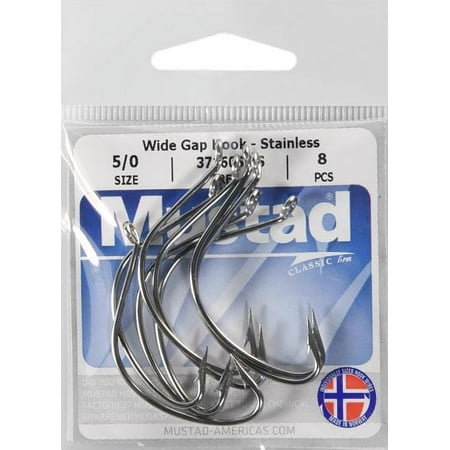 UPC: 0023534207660 | Mustad Wide Gap Croaker Hook – 5/0 (Stainless Steel)