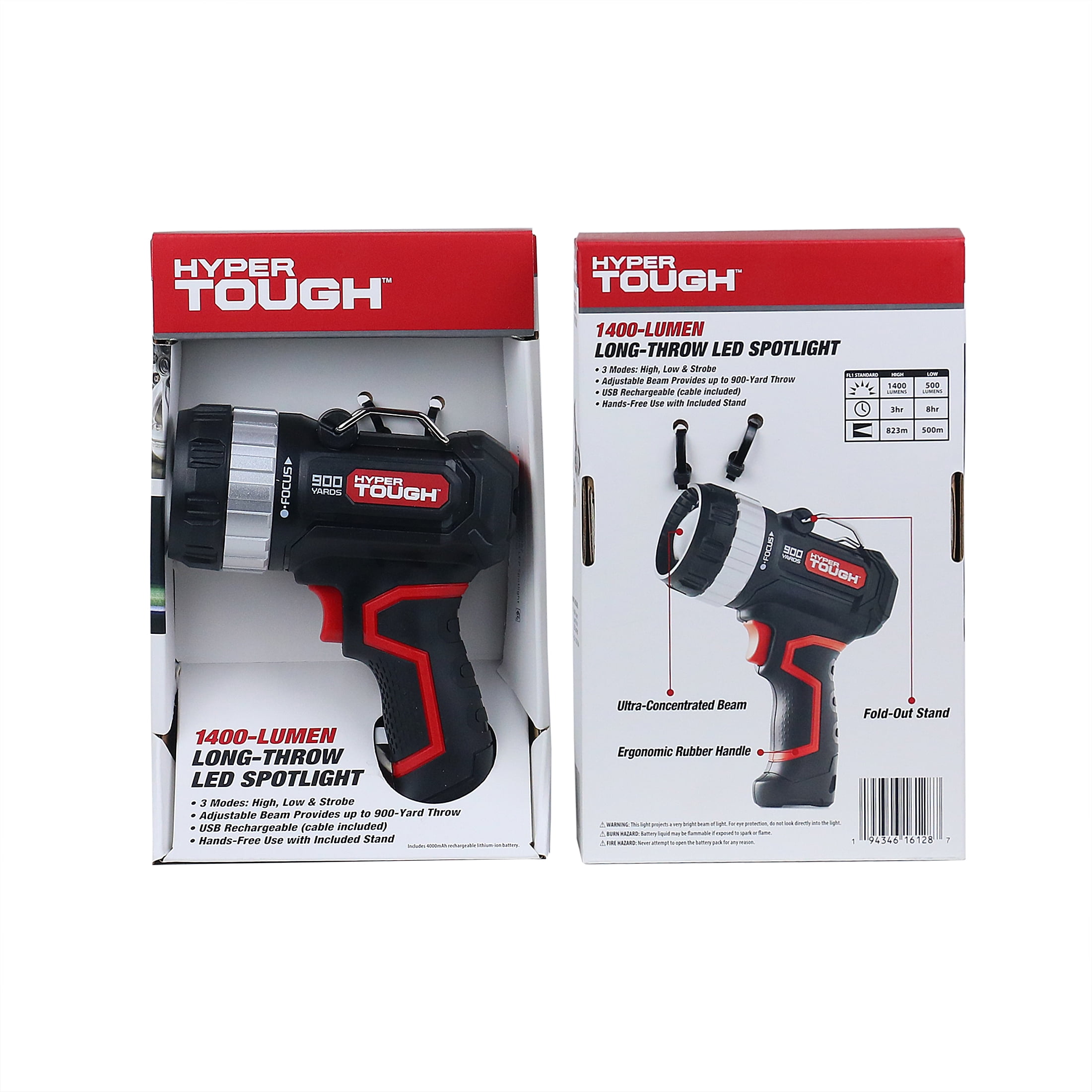 Hyper Tough 1400-Lumen Focusing Rechargeable LED Spotlight