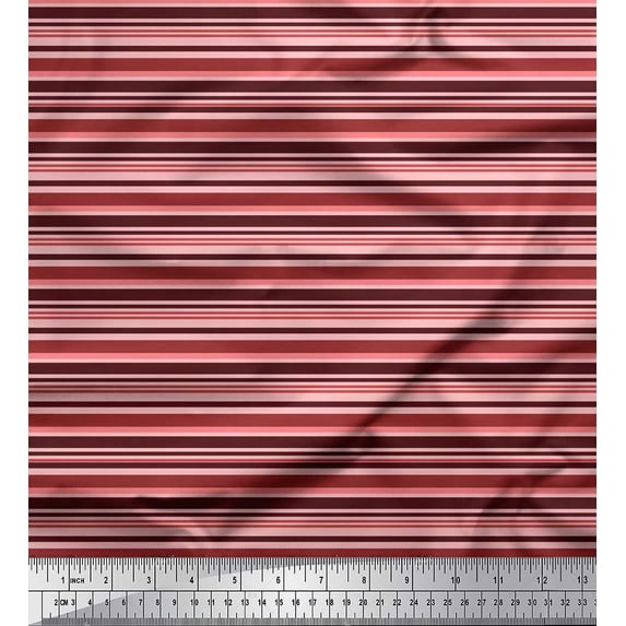 Soimoi Poly Georgette Fabric Horizontal Stripe Printed Fabric 1 Yard 42 Inch Wide