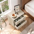 thumbnail image 6 of Rattan Nightstand, Boho End Table with 2 Drawers Bedroom Bedside Side Tables Grey White Night Stand for Living Room, Bedroom, Dorm Room Essentials, 6 of 9