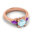 thumbnail image 3 of 2.50 Carat Round Cut Aquamarine & Amethyst Gemstone Charming Engagement Ring for Girls Solid 14K Rose Gold Size 9 by Diamond-Capitals, 3 of 8