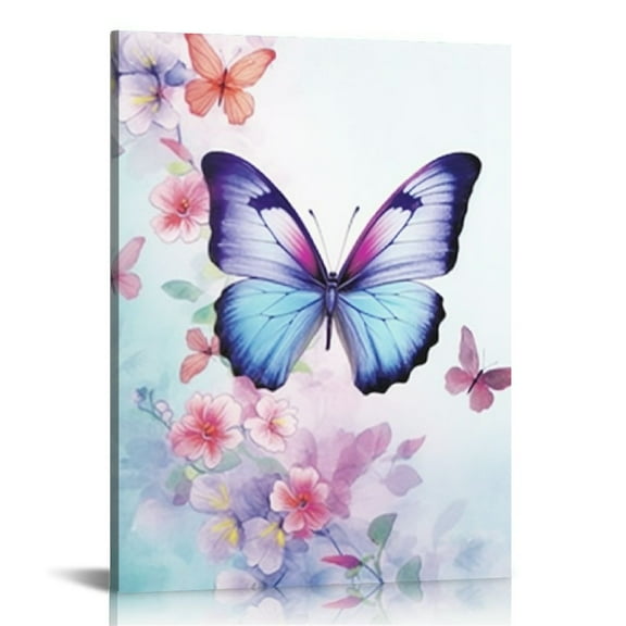 Creowell  Butterfly Canvas Wall Art Decor Fantasy Girls Wall Art Watercolor Art Print Butterflies for Wall Art Living Room Bedroom Canvas With Wood Framed 16x20 in/12x16 in