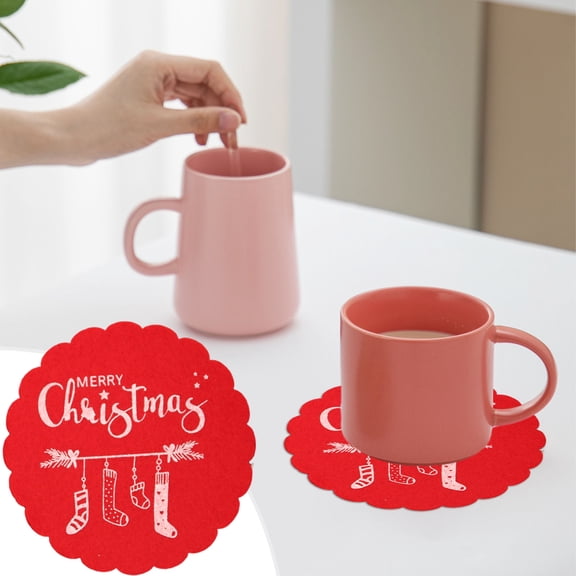 Christmas Wine Cup Mat, Tea Cup Mat for Holiday Table, Christmas Cup Holder, Festive Drink Coasters for Christmas Party, Xmas Hotel and Restaurant Table Decorations