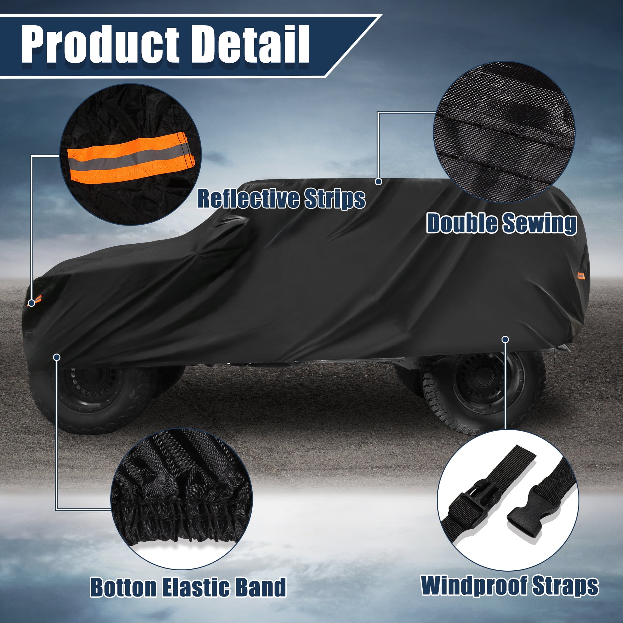 Unique Bargains Car Cover for Jeep Wrangler JK JL 4 door 2007-2021 Sun UV Rain Protection