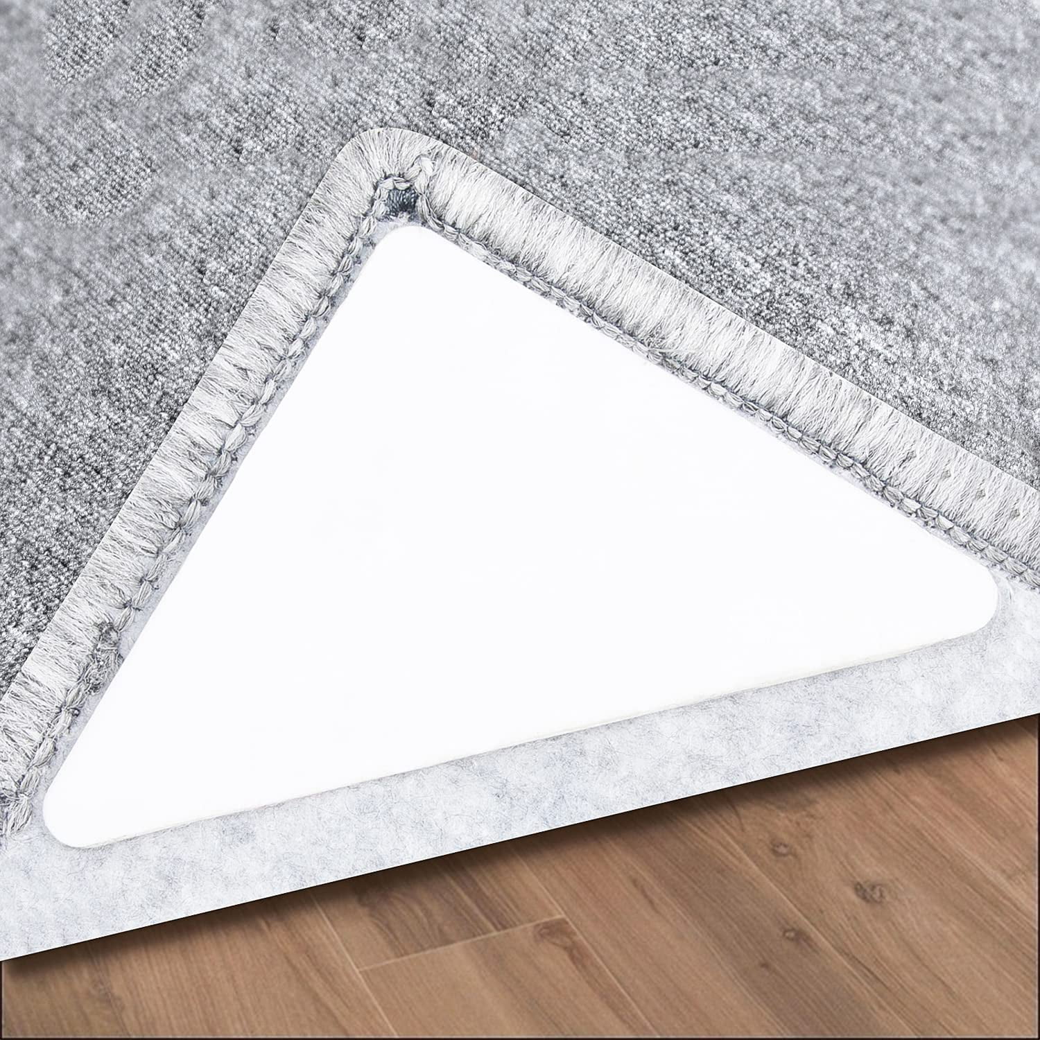 RugGrip, 12Pcs Dual Sided Washable Removable Prevent Curling Corner Carpet Holder, Keep Rug in