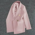 thumbnail image 2 of Business Casual Outfits for Women Blazer Suit Jackets Notched Collar Double Breasted Polyester Liner Work Office Wear (XL, Pink), 2 of 3