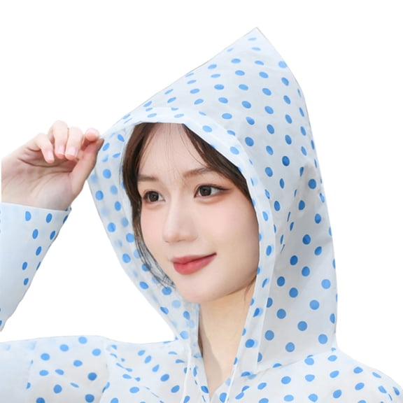 JOANKDMI Womens Lightweight Rain Jacket Long Waterproof Reusable Poncho Drawstring Hood Button Down Portable Emergency Rainwear for Theme Park Hiking Travel Outdoor Daily Wear