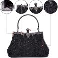 thumbnail image 3 of Bolso de noche y bolsos de mano para mujer con cuentas de lentejuelas, bolso de boda, fiesta, bolso de novia, negro Sincero  Hogar, 3 of 7