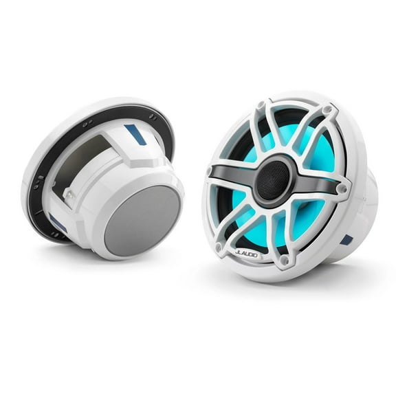 JL Audio M6-770X-S-GwGw-i 7.7-inch Marine Coaxial Speakers with Transflective™ LED Lighting, Gloss White
