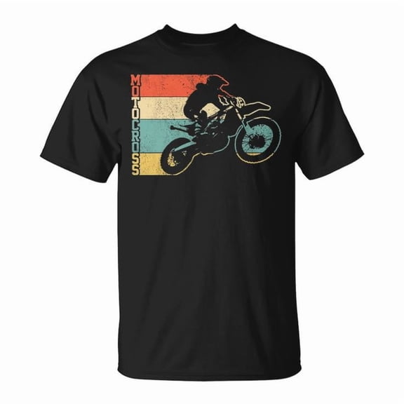 Motocross Vintage Enduro Dirt Bike Graphic Tee Unisex Adult Cotton MX Motorcycle Biker Design T-Shirt for Racing Outdoor Adventure Casual Wear, Size M, Color Black