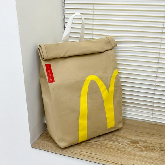 Huayishang Classic Funny Retro Paper Bag Large Capacity Backpack Cute Personalized Shoulder Crossbody Bag Casual Canvas Backpack Notebook Bag