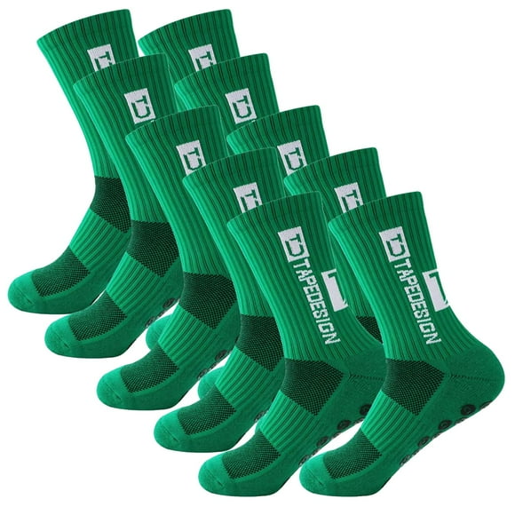 Pares de Calcetas antideslizantes SpotGreen 5Pares Verde 6-12.5US TapeDesign Calcetines Tubo Medio Algodón.