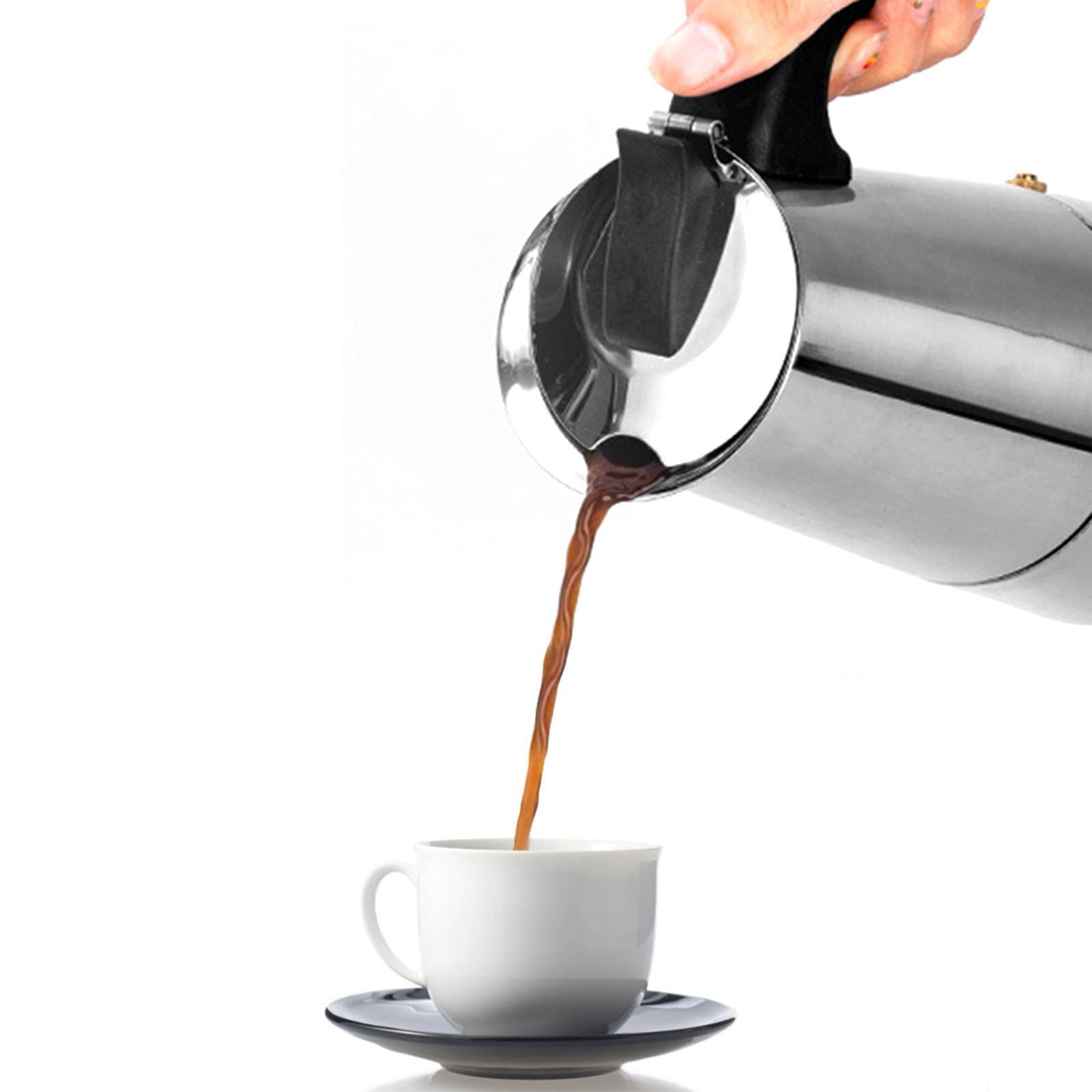 YDNGF Espresso Maker Stainless Steel Stovetop Coffee Maker Pot for Induction Electric Ceramic Stove Stainless Steel Stovetop Maker 9 Cups