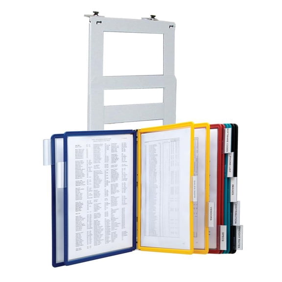 DURABLE Partition Wall Bracket Reference System, 10 Double-Sided Panels, Letter-Size, Assorted Colors, VARIO Design (536200)