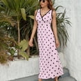 thumbnail image 6 of Black Polka Dots Pink Background Dress Fashion Boho Beach Long Dresses Female Party Printed Maxi Dress, 6 of 9