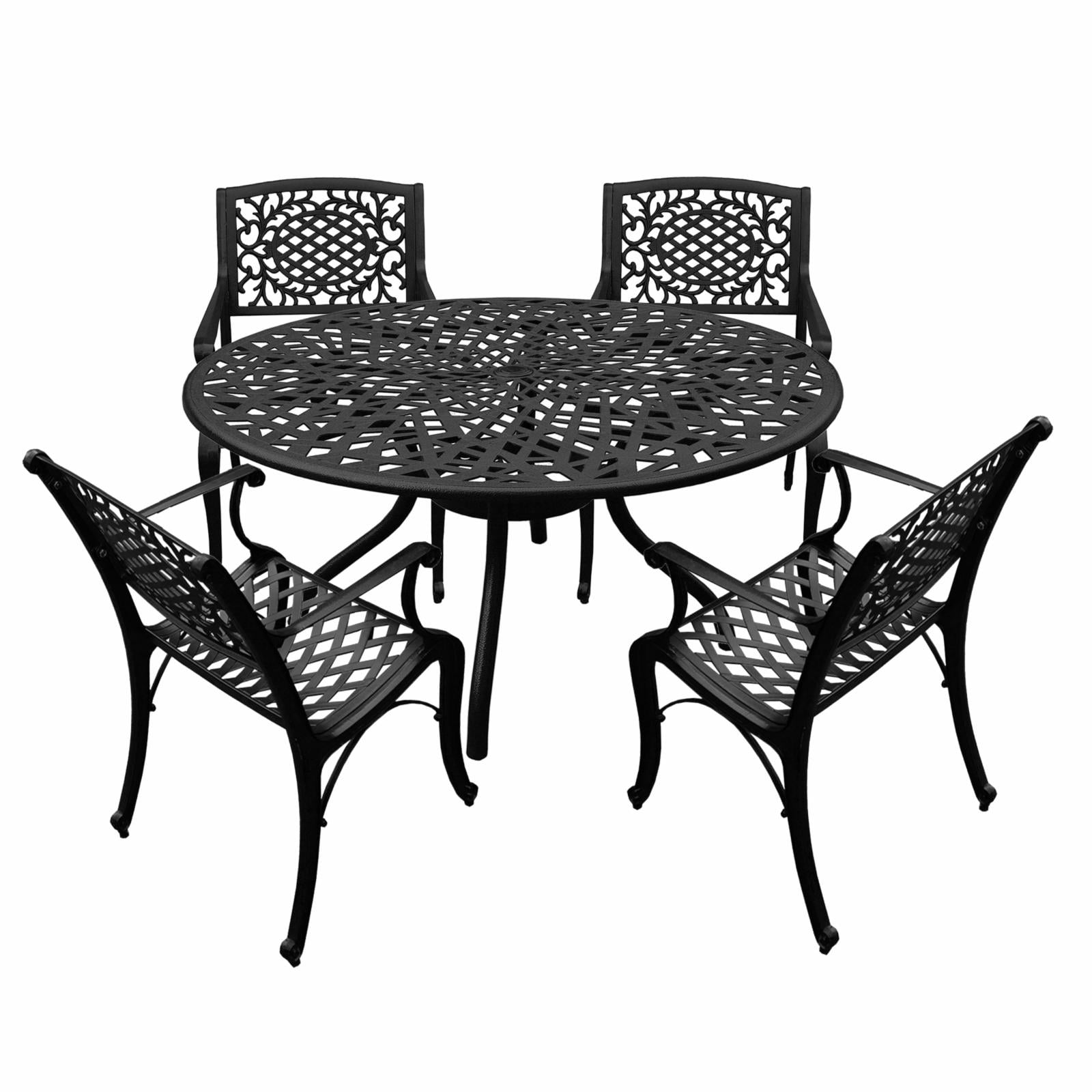 Oakland Living Modern Ornate Mesh Aluminum 48in Round Patio Dining Set