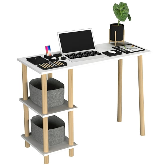 Escritorio Coco MORU Mueble para Casa u Oficina Color Roble Blanco Minimalista 75 cm Altura x 100 cm Largo x 40 cm Fondo