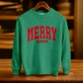 thumbnail image 4 of Wdgfv Girls Christmas Sequins Sweatshirts Merry Glitter Patch Crewneck Sweater Xmas Long Sleeve Pullover Top Green 5-6 Years, 4 of 5