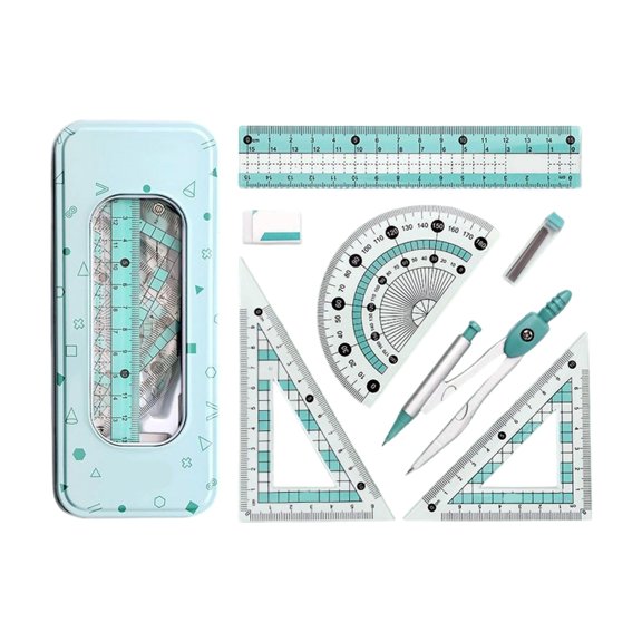 Portable Plastic Compass And Ruler Kits For School Office Home Drafting Tasks
