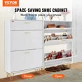 thumbnail image 3 of 3-Drawer Flip Shoe Cabinet, White Entryway Shoe Storage Organizer with Wood Legs & Anti-Tipping Design, 3 of 6