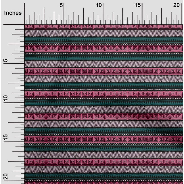 oneOone Viscose Jersey Fabric Chevron & Greek Key Block Printed Craft Fabric BTY 60 Inch Wide
