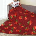 thumbnail image 6 of Fuzoiu Strawberry Print Ultra-Soft Micro Fleece Blanket,All Seasons Flannel Throw, Lightweight Blanket for Bed, Sofa, Couch, Movie Night, Camping, and Travel-50"x40", 6 of 7