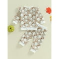 thumbnail image 6 of Elippeo Baby Girls Outfit 6 12 18 24 Months 3 Years Ghost Flower Print Long Sleeve Crew Neck Sweatshirt Sweatpants Halloween Clothes, 6 of 10