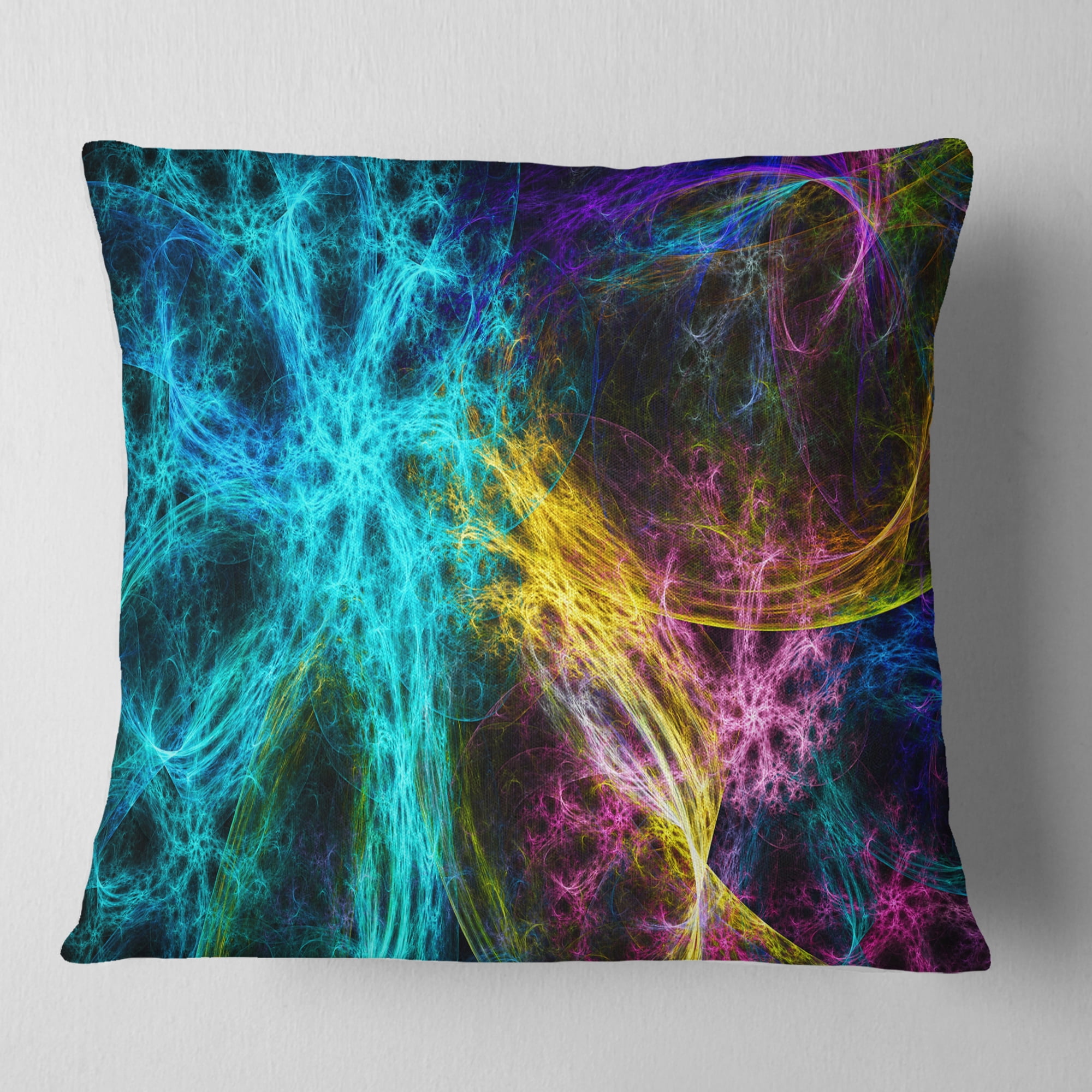 Designart Glowing Abstract Fireworks - Abstract Throw Pillow - 18x18