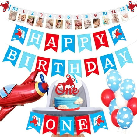 Avion Le Temps Passe Premier Anniversaire Banniere Oh Comment Le Temps Passe Avion Rouge Un Anniversaire Gateau Topper Articles De Fete Decorations Pour Bebe Garcon Fille Photo Booth Props Walmart Canada
