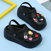 CERYTHRINA Womens Platform Clogs 2 in High Heels Mules Gardener Platform with Casual Clogs Black 38