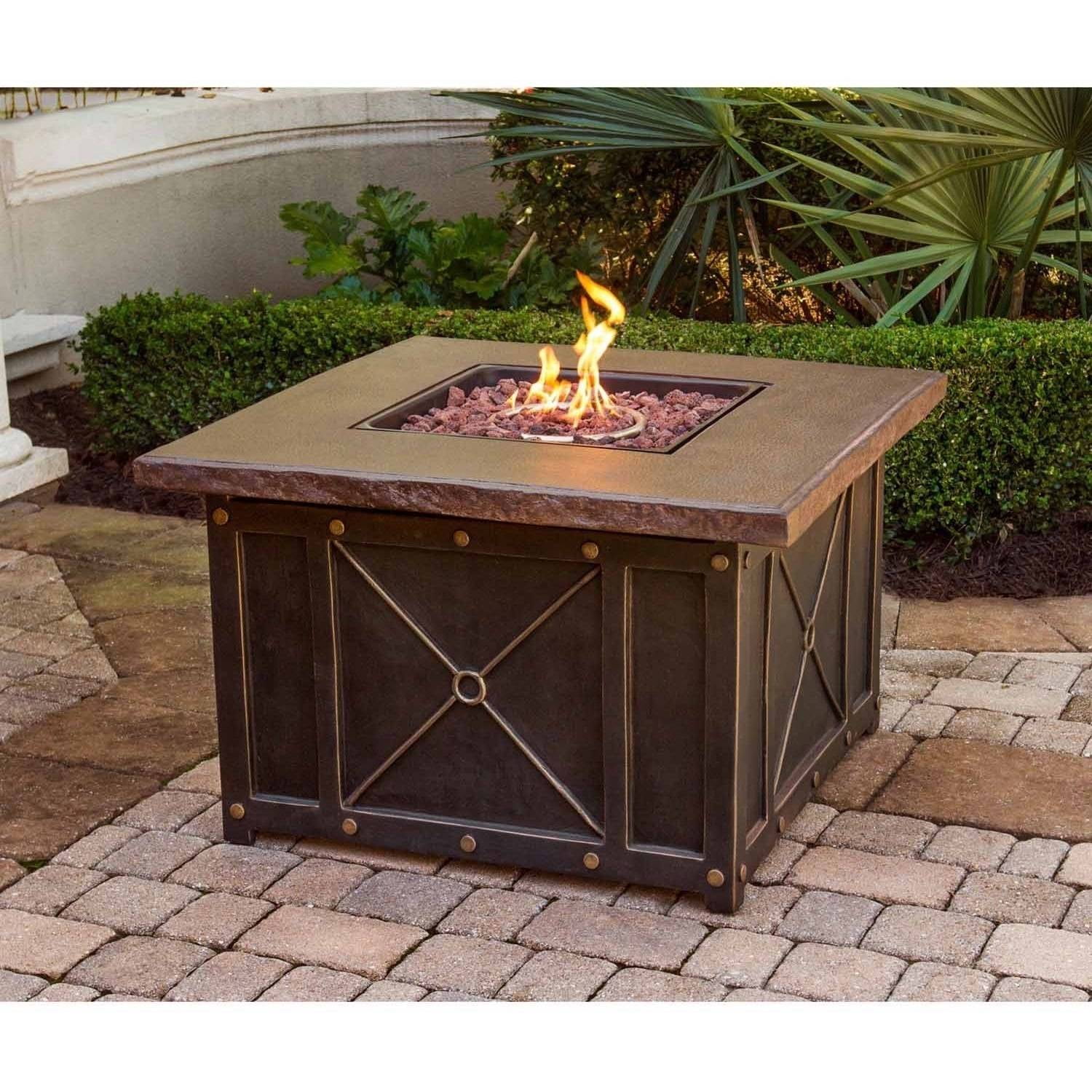 Hanover Outdoor 40" Square Gas Firepit with Durastone Top by Hanover Outdoor