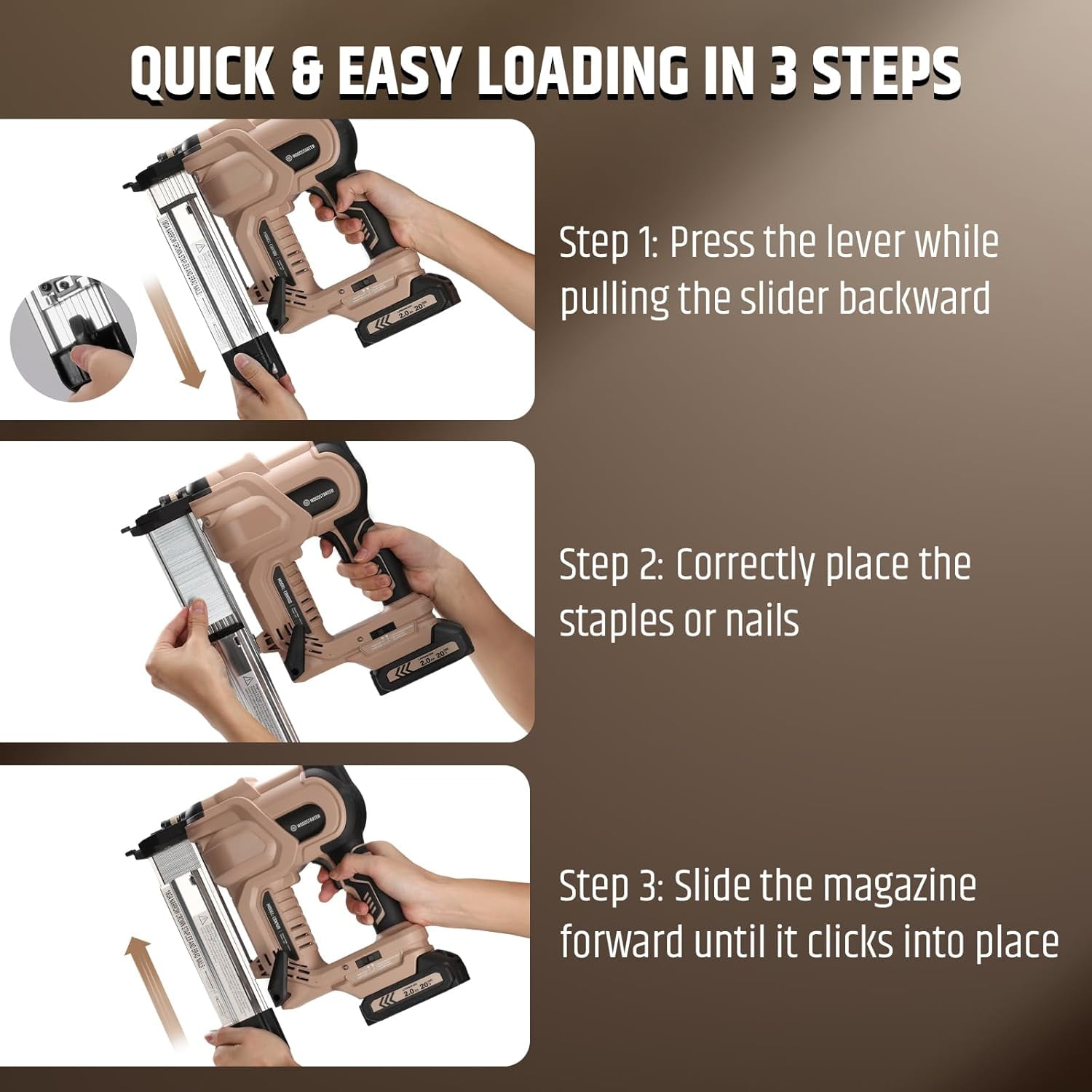 Cordless 2-in-1 Nail Gun & Staple Gun(Tool Only), Driving 2 inches 18GA Brad Nailer, 400 Nails, Depth Adjustment, 2 Firing Mode, LED Lights, Compatible with Makita Batteries, Lightweight