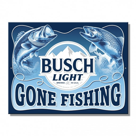 Busch Light Gone Fishing Tin Sign 10.75 x 8.25