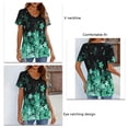 thumbnail image 3 of Camiseta de verano para mujer, pantalón corto informal, manga corta, Color degradado, estampado Floral, cuello en V, camiseta para mujer, 3 of 5