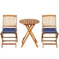 thumbnail image 2 of Gymax 3PCS Folding Patio Conversation Set Acacia Wood Bistro Set w/ Cushions, 2 of 10