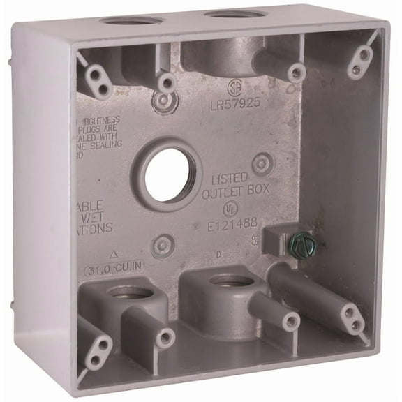 Raco 5337-5 Double Gang Outlet Box, 5", Gray