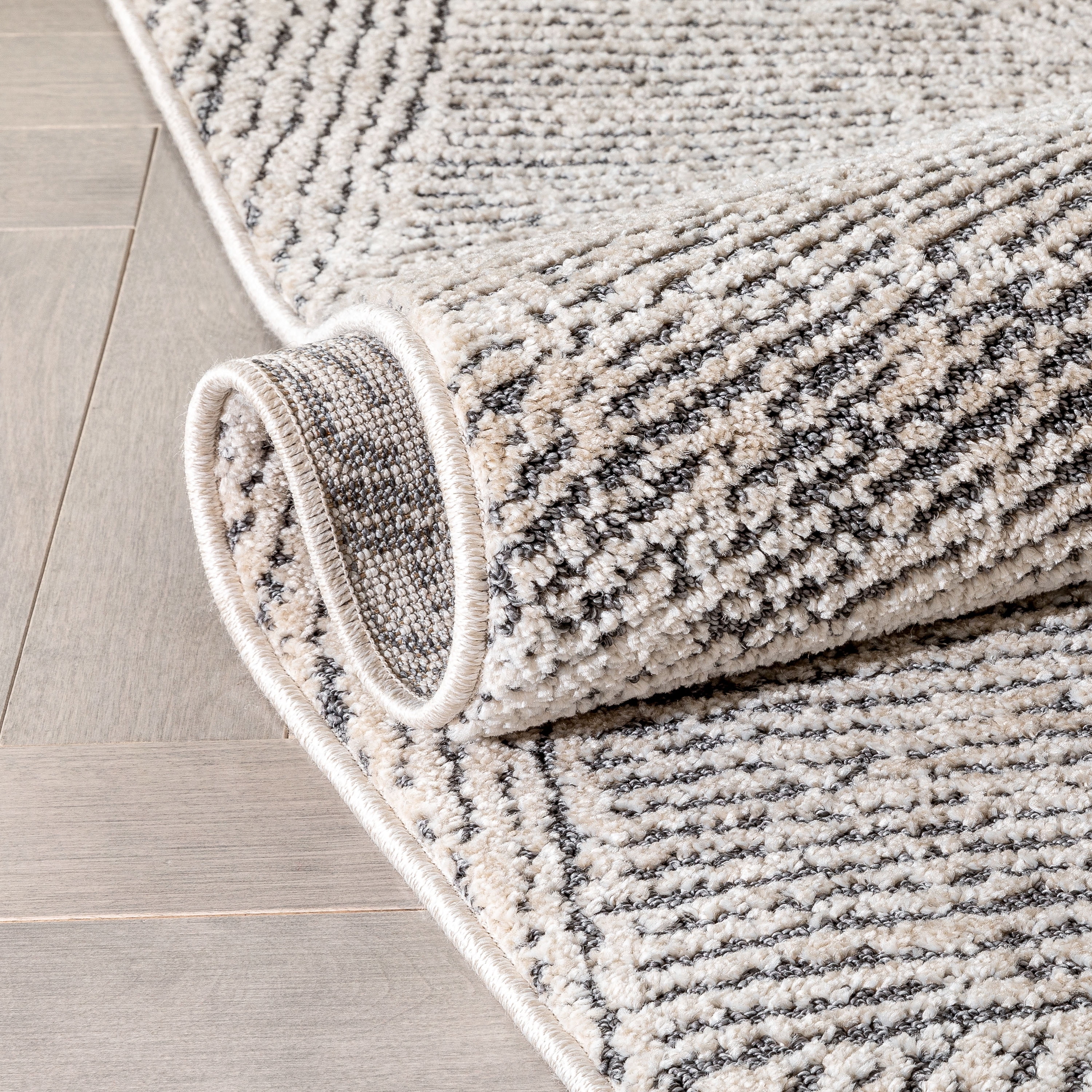 Well Woven Malaga Enzo Geometric Lines Beige 5'3" x 7'3" High-Low Area Rug