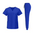 thumbnail image 5 of Men's Scrub Sets, Modern V-Neck Scrub Top & Jogger Scrub Pants with Multi Pockets Professionals Soft Stretch Medical Nursing Uniforms Set (Royal blue), 5 of 6
