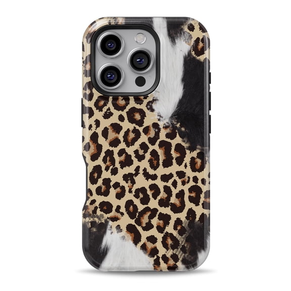 DesignSkinz Scratch-Resistant Hard Slim Case Compatible with iPhone 16 (Compatible with MagSafe) - Modern Cowhide Chic V10