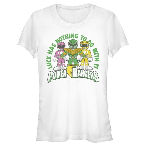 Junior's Power Rangers St. Patrick's Day Luck has Nothing to do with It  Graphic Tee White 2X Large