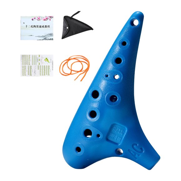 Ocarina de 12 agujeros, instrumento musical compacto para adultos, amantes de la música y principiantes. Azul