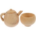 thumbnail image 1 of OULII 19Set Mini Teaware for Childrens Afternoon Tea Toys Khaki Wood Realistic Prop, 1 of 5