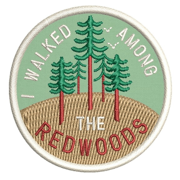 I Walked Among The Redwoods Embroidered DIY Iron on or Sew-on Decorative Patch Badge Emblem Appliques Adventure Wildlife Vacation Travel Tourist Souvenir Series