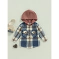 thumbnail image 2 of Gzhioc Toddler Kids Boys Shirts Coat Plaid Hooded Long Sleeve Button-Down Outerwear Autumn Winter Casual Velvet Jackets,1-6 Years, 2 of 8