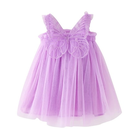 

ZRBYWB Toddler Girls Dresses Sleeveless Butterfly Tulle Suspenders Dress Dance Party Princess Dresses Clothes