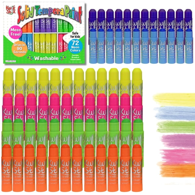Kwik Stix Peintures Tempera Unies, Format Original, Couleurs Néon, Ensemble de 72