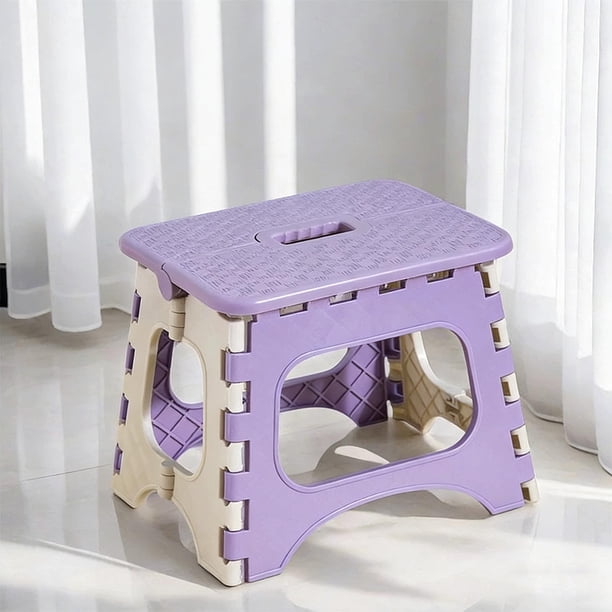 Taburete Plegable De Plástico 1 unidad de taburete plegable de plástico morado,portátil,para exteriores,mini asiento bajo para viajes,camping y pesca. Rkxzt